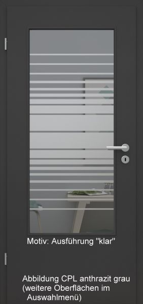 Tür mit Glasmotiv Sand 17 auf grauem Glas