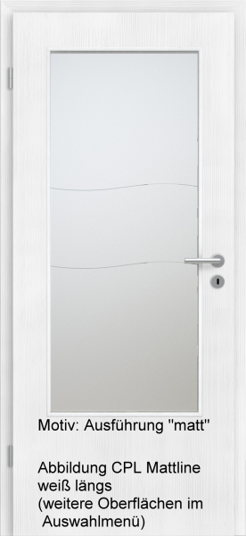 Tür mit Glasmotiv Sand 86 auf weißem Glas