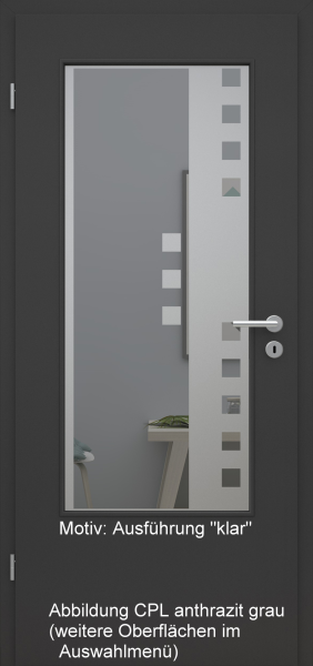Tür mit Glasmotiv Sand 8 auf grauem Glas
