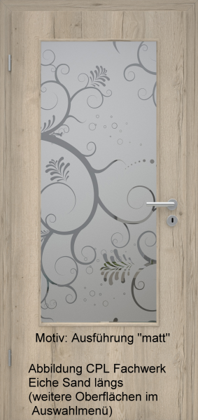 Tür mit Glasmotiv Sand 38 auf grauem Glas