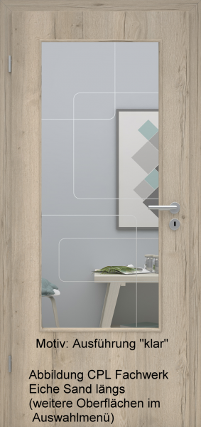 Tür mit Glasmotiv Sand 91 auf weißem Glas