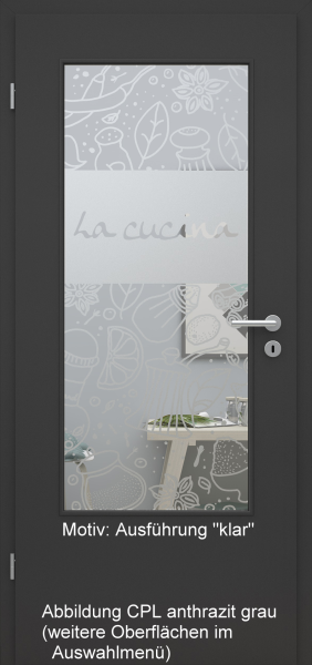 Tür mit Glasmotiv Sand 53 auf weißem Glas