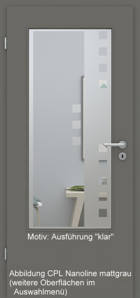 Tür mit Glasmotiv Sand 8 auf weißem Glas