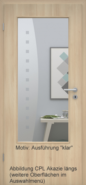 Tür mit Glasmotiv Sand 9 auf weißem Glas