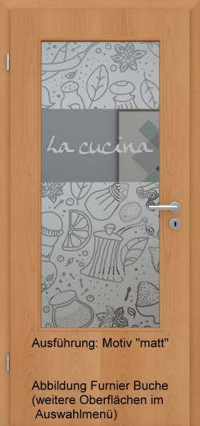 Tür Eckkante mit Glasmotiv Sand 53 auf grauem Glas