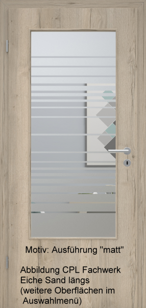 Tür mit Glasmotiv Sand 17 auf weißem Glas