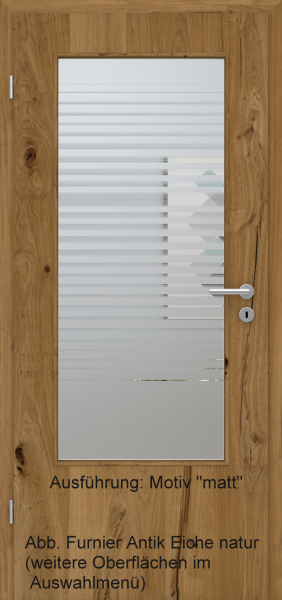 Tür Furnier ANTIK mit Glasmotiv Sand 80 auf weißem Glas