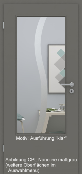 Tür mit Glasmotiv Sand 50 auf weißem Glas