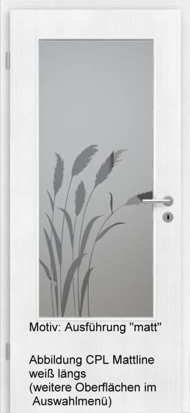Tür mit Glasmotiv Sand 92 auf grauem Glas