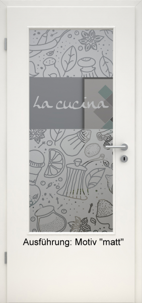 Tür mit Glasmotiv Sand 53 auf grauem Glas