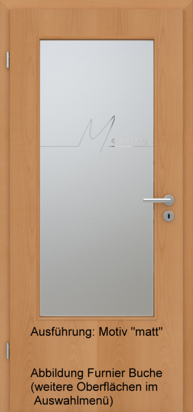 Tür Eckkante mit Glasmotiv Sand 83 auf weißem Glas