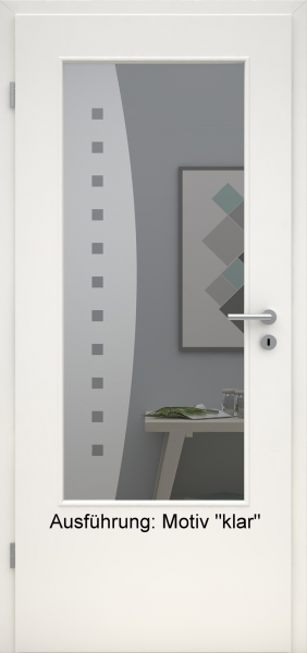 Tür mit Glasmotiv Sand 9 auf grauem Glas