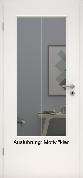 Tür mit Glasmotiv Sand 82 auf grauem Glas