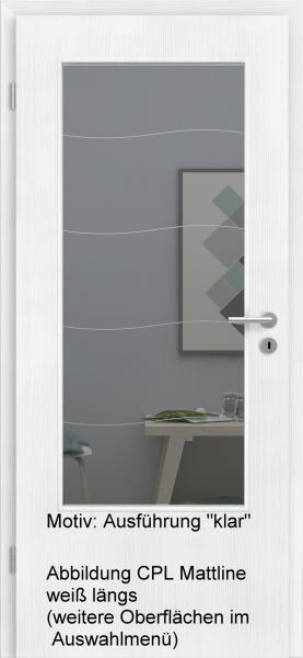 Tür mit Glasmotiv Sand 87 auf grauem Glas