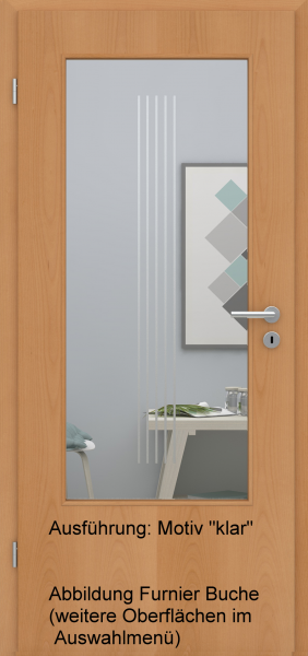 Tür Eckkante mit Glasmotiv Sand 3 auf weißem Glas