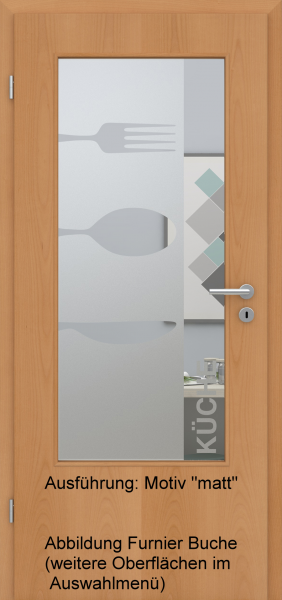 Tür Eckkante mit Glasmotiv Sand 52 auf weißem Glas