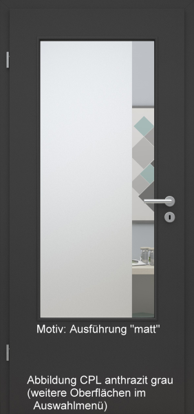 Tür mit Glasmotiv Sand 95 auf weißem Glas