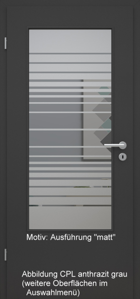 Tür mit Glasmotiv Sand 17 auf grauem Glas