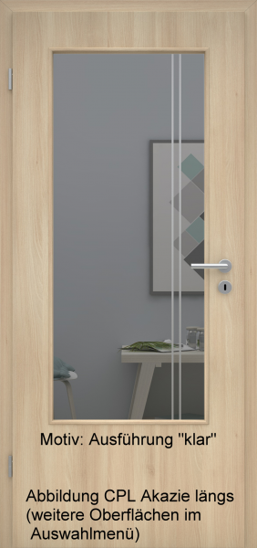 Tür mit Glasmotiv Sand 23 auf grauem Glas