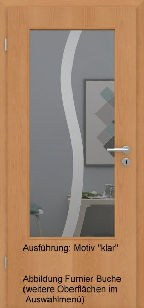 Tür Eckkante mit Glasmotiv Sand 50 auf grauem Glas