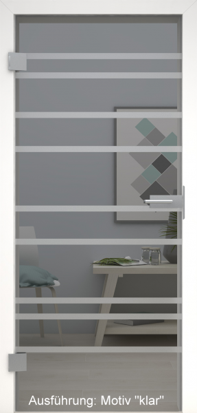 Ganzglastür grau mit Glasmotiv SAND 89