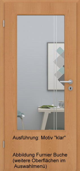 Tür Eckkante mit Glasmotiv Sand 23 auf weißem Glas