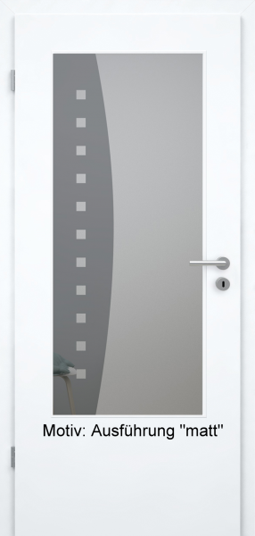 Tür mit Glasmotiv Sand 9 auf grauem Glas
