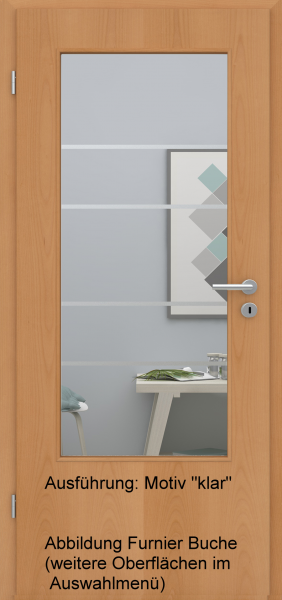 Tür Eckkante mit Glasmotiv Sand 29 auf weißem Glas