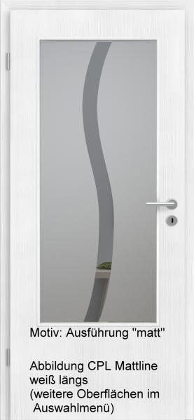 Tür mit Glasmotiv Sand 50 auf grauem Glas