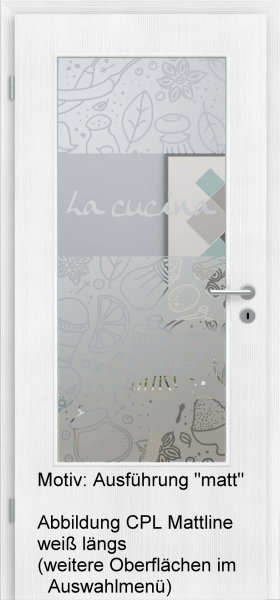 Tür mit Glasmotiv Sand 53 auf weißem Glas