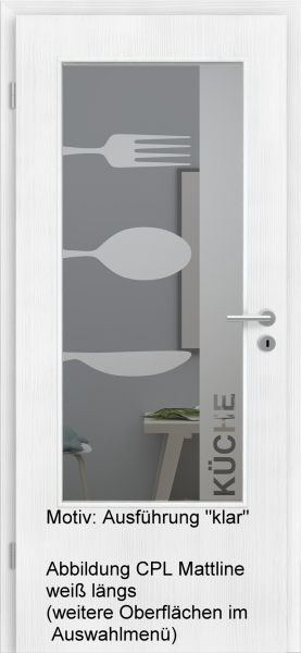 Tür mit Glasmotiv Sand 52 auf grauem Glas