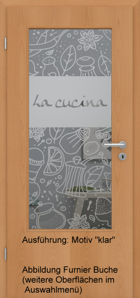 Tür Eckkante mit Glasmotiv Sand 53 auf grauem Glas