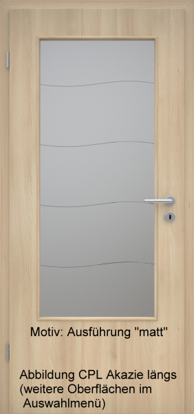 Tür mit Glasmotiv Sand 87 auf grauem Glas