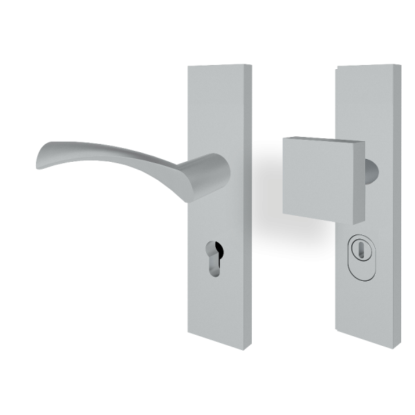 Schutzbeschlag GAVI Edelstahl / Langschild eckig + Kernziehschutz