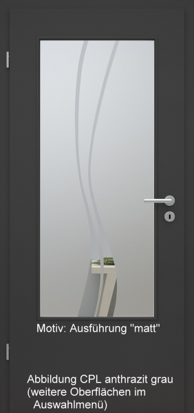 Tür mit Glasmotiv Sand 51 auf weißem Glas