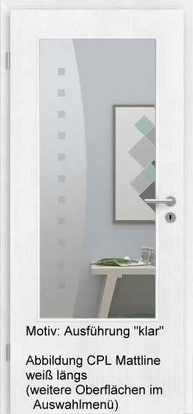 Tür mit Glasmotiv Sand 9 auf weißem Glas