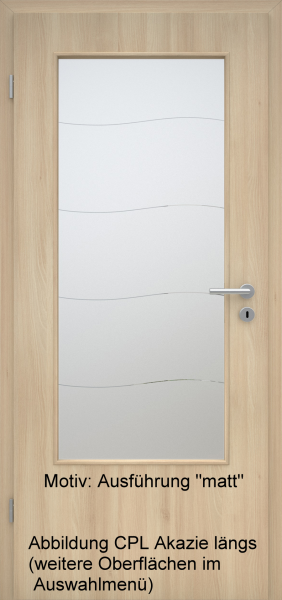 Tür mit Glasmotiv Sand 87 auf weißem Glas