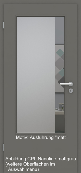 Tür mit Glasmotiv Sand 95 auf grauem Glas