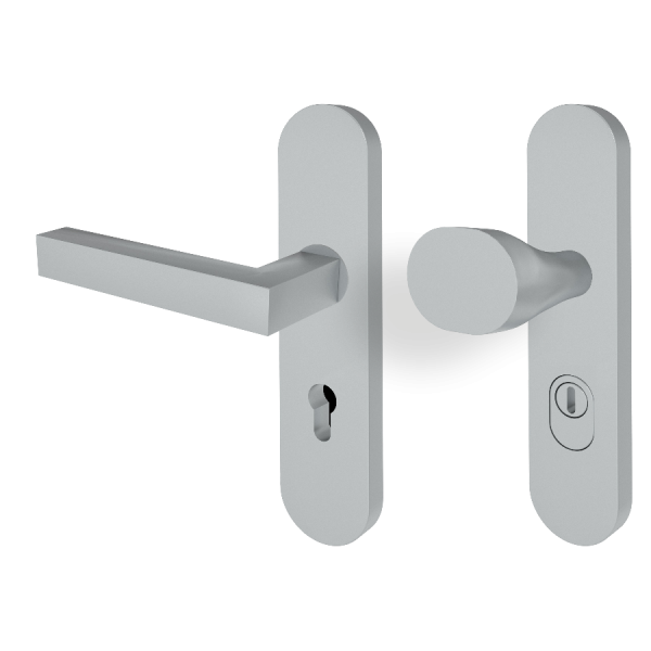 Schutzbeschlag SAMOS Edelstahl / Langschild gerundet + Kernziehschutz