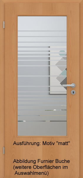 Tür Eckkante mit Glasmotiv Sand 17 auf weißem Glas