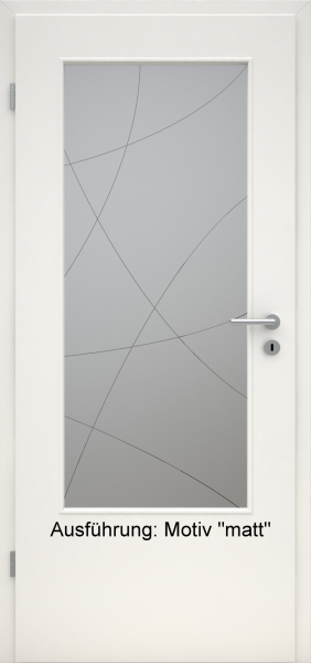 Tür mit Glasmotiv Sand 90 auf grauem Glas