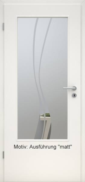 Tür mit Glasmotiv Sand 51 auf weißem Glas