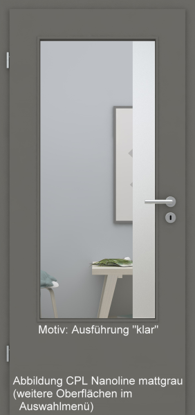 Tür mit Glasmotiv Sand 95 auf weißem Glas