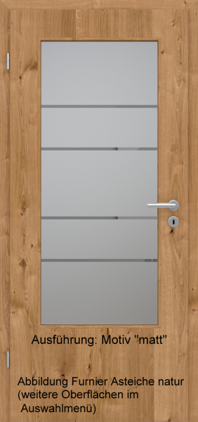 Tür Furnier ASTEICHE mit Glasmotiv Sand 29 auf grauem Glas