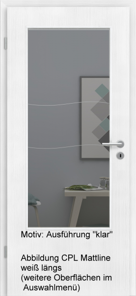 Tür mit Glasmotiv Sand 86 auf grauem Glas