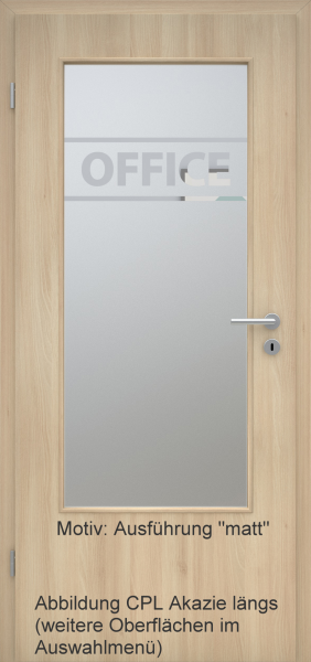 Tür mit Glasmotiv Sand 84 auf weißem Glas