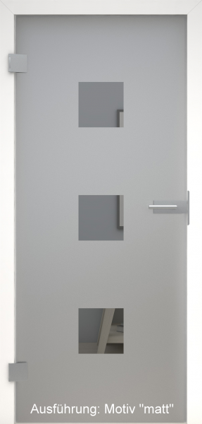 Ganzglastür grau mit Glasmotiv SAND 1