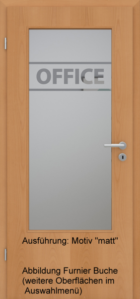 Tür Eckkante mit Glasmotiv Sand 84 auf grauem Glas