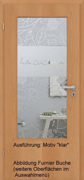 Tür Eckkante mit Glasmotiv Sand 53 auf weißem Glas