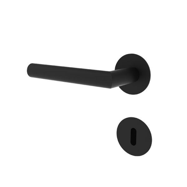 Türgriff JANA mattschwarz mit runden Flach-Rosetten